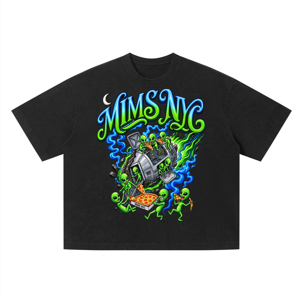 MIMS NYC  ALIEN PIZZA BOXY  T-SHIRT