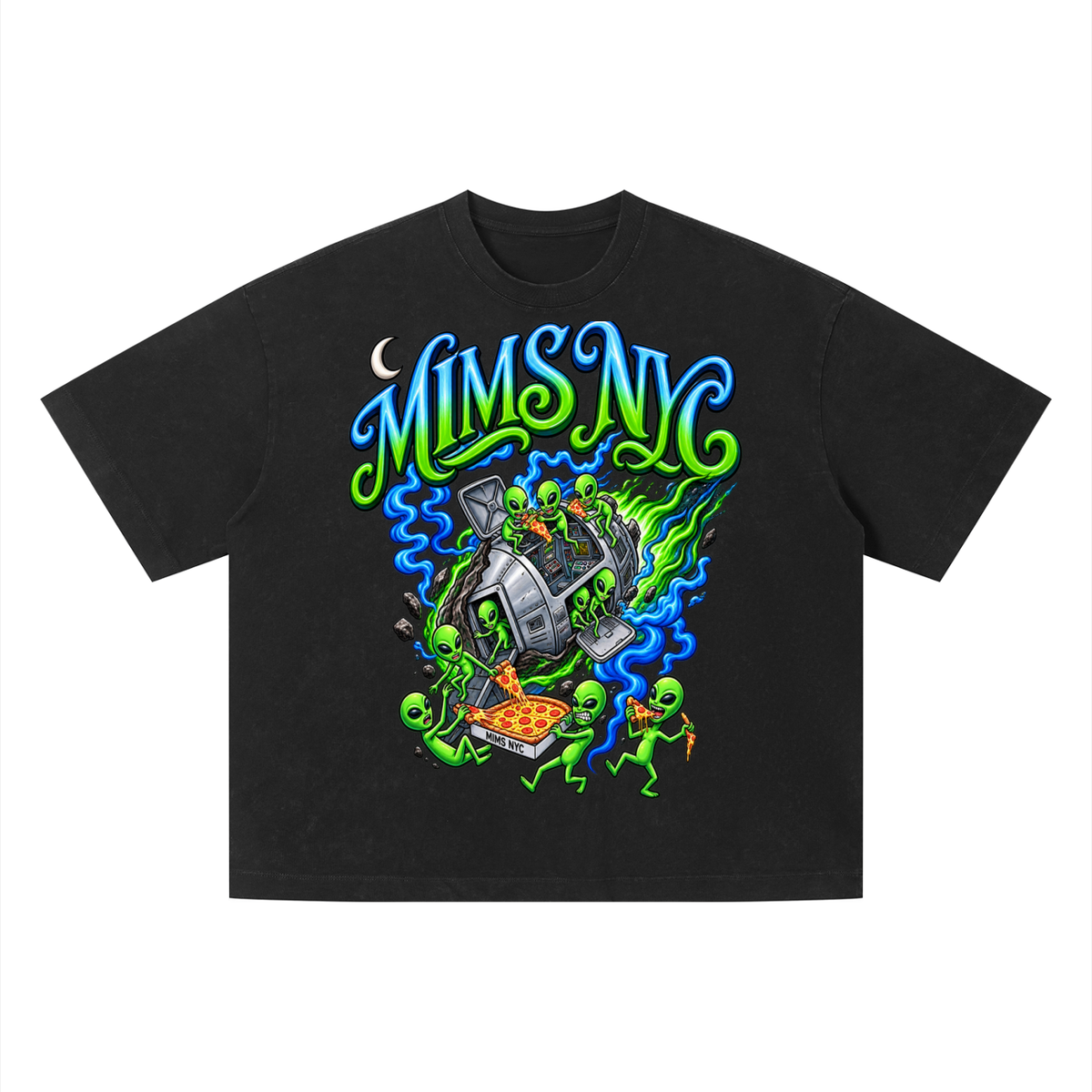 MIMS NYC  ALIEN PIZZA BOXY  T-SHIRT