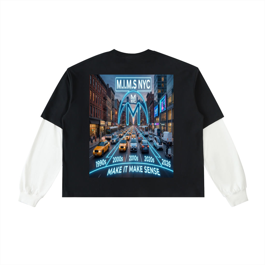 MIMS NYC Layered Contrast Sleeve T-Shirt