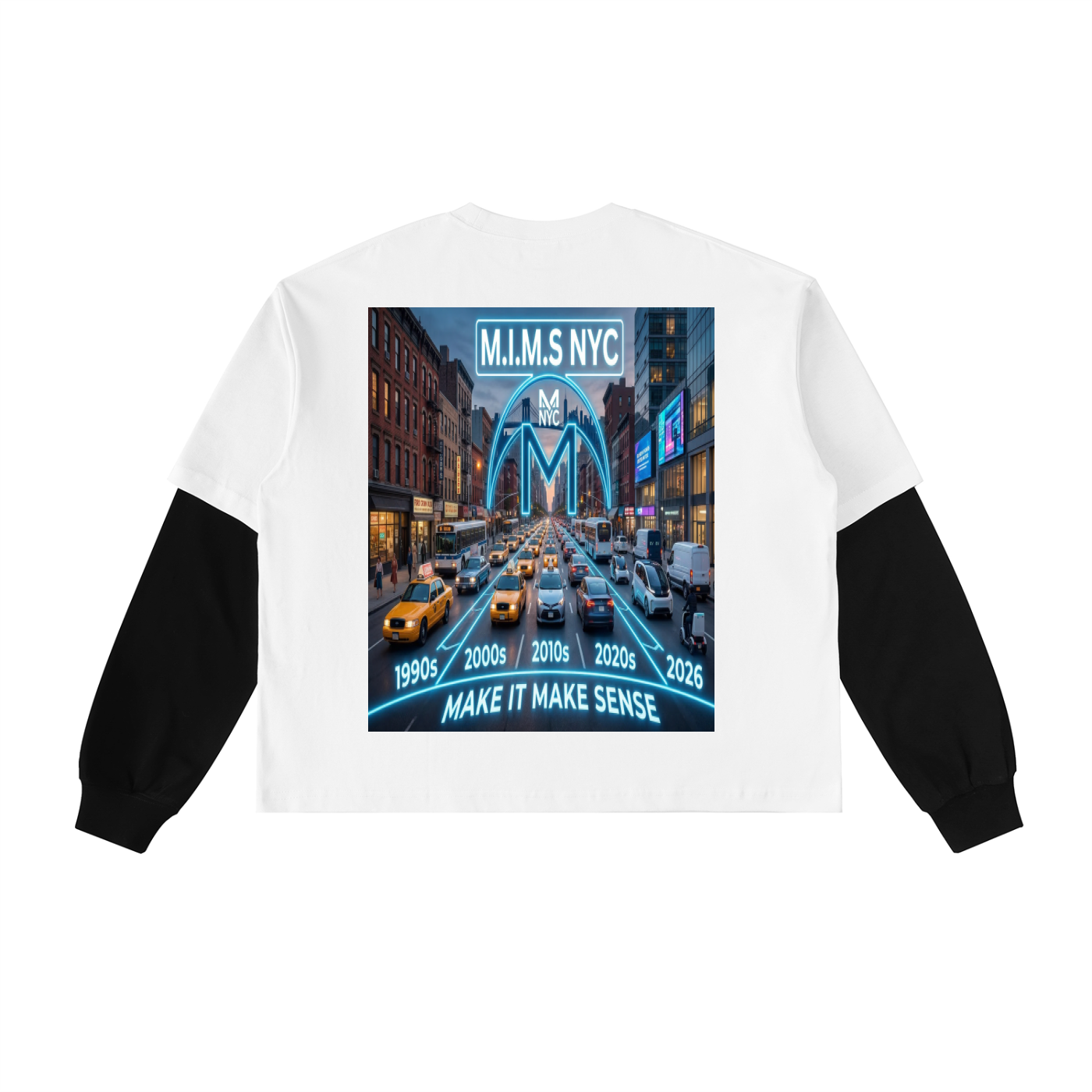 MIMS NYC Layered Contrast Sleeve T-Shirt
