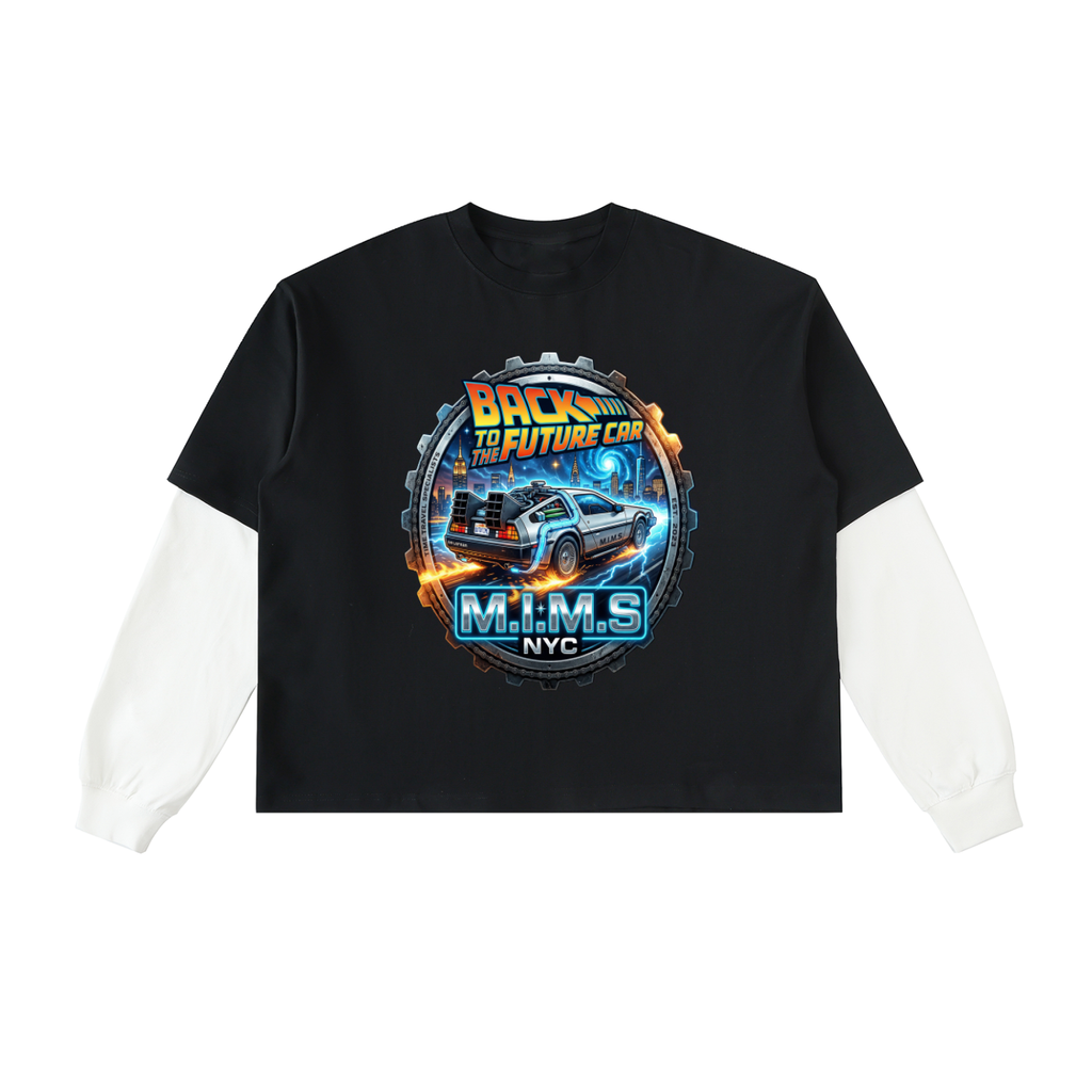 MIMS NYC Layered Contrast Sleeve T-Shirt