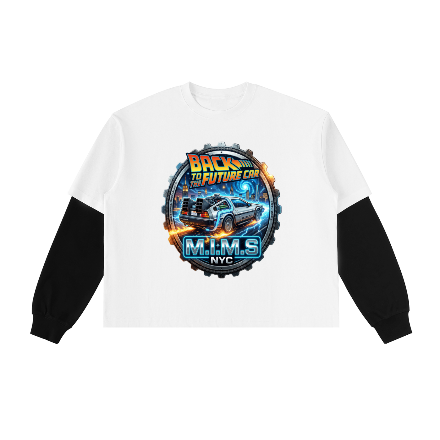 MIMS NYC Layered Contrast Sleeve T-Shirt