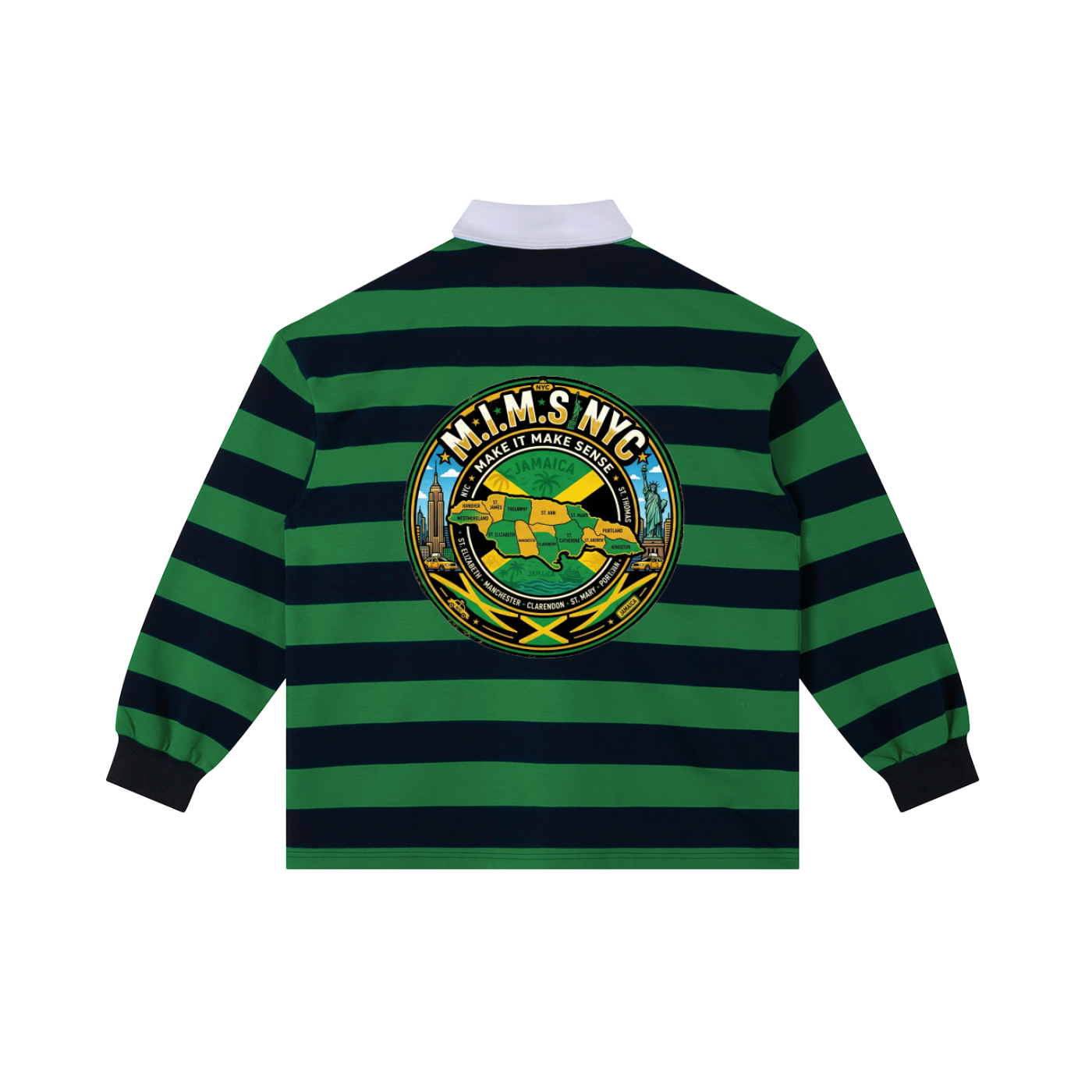 MIMS NYC Proud Jamaican Stripe Polo Shirt