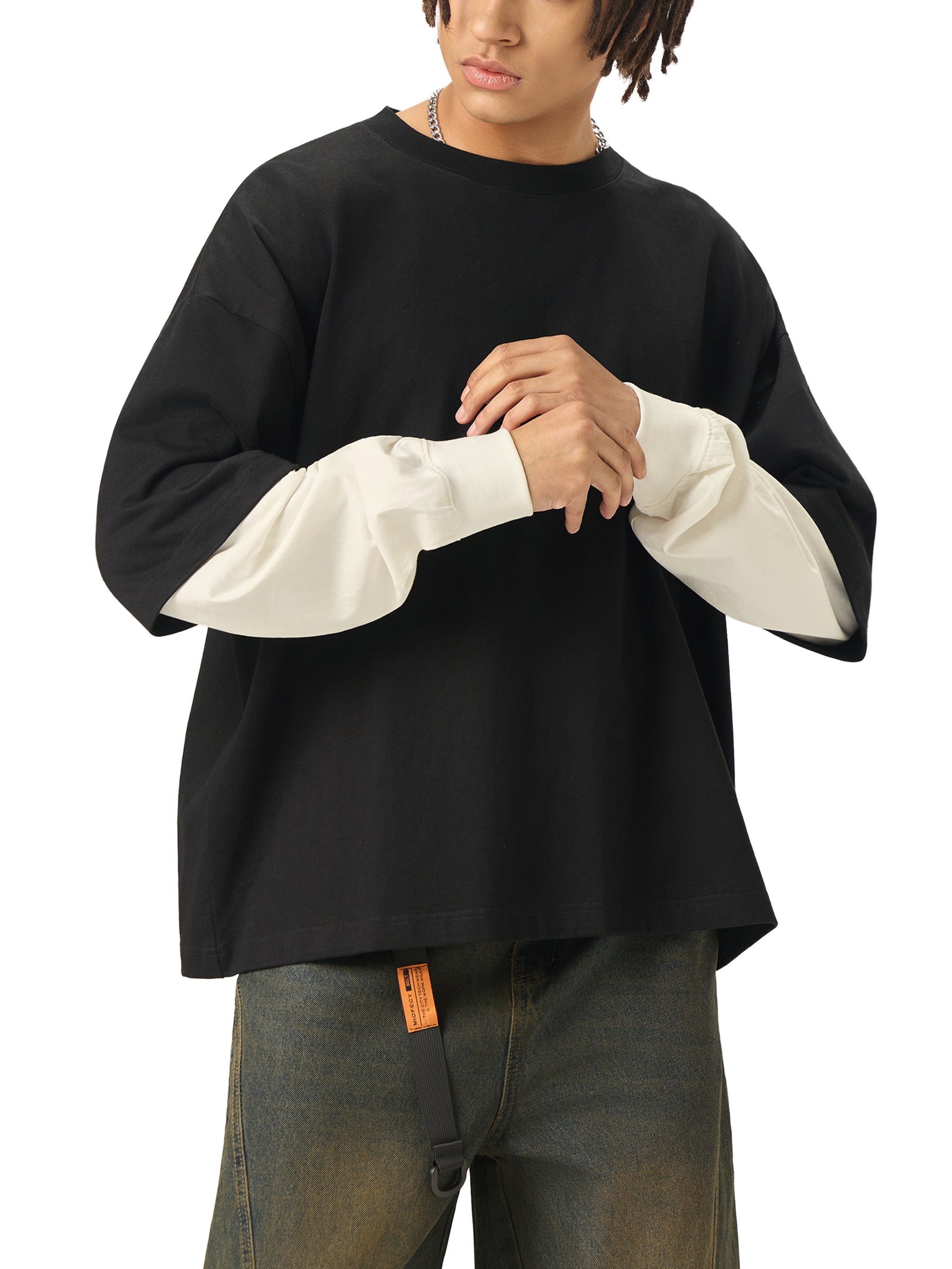MIMS NYC Layered Contrast Sleeve T-Shirt