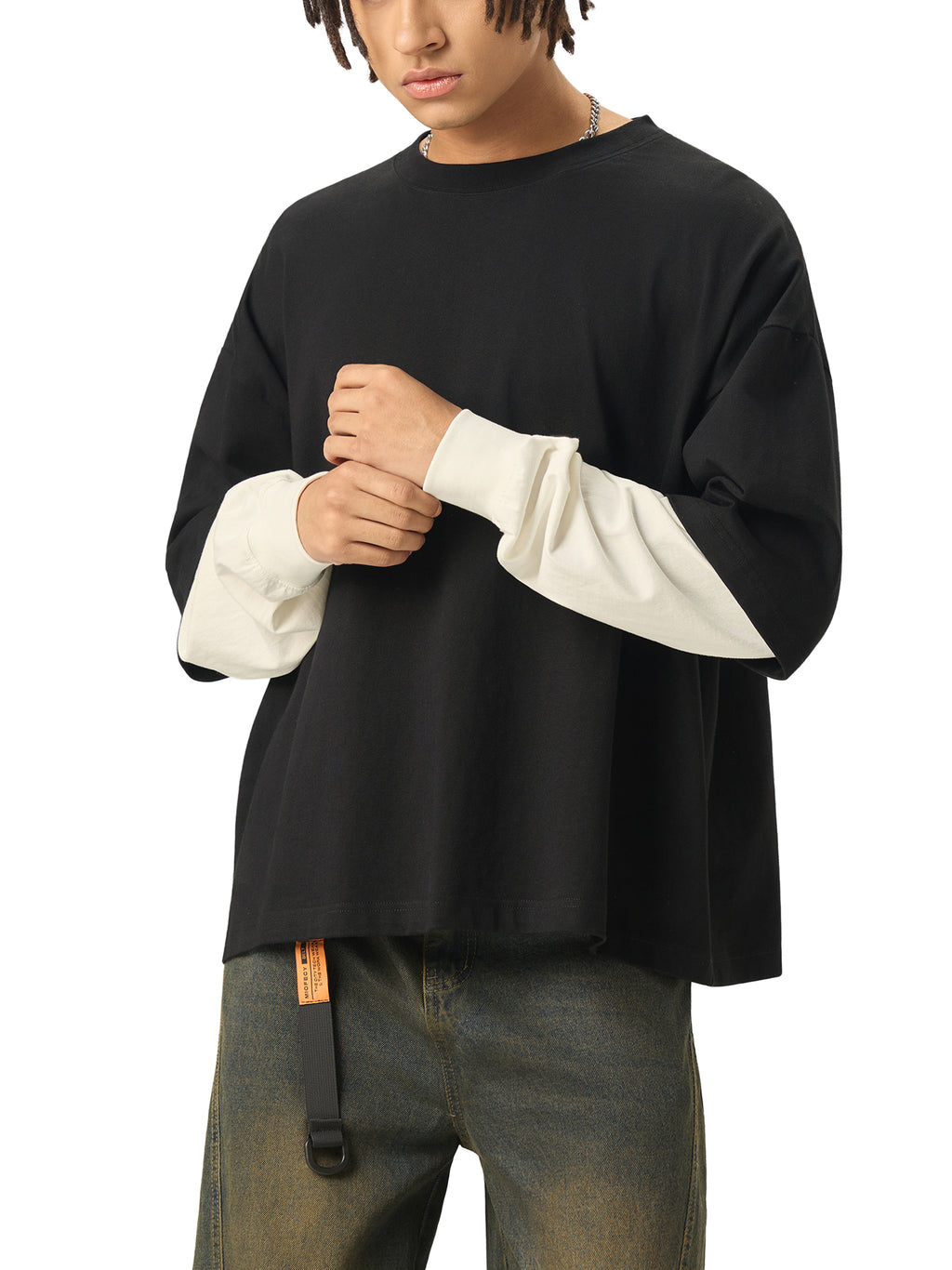 MIMS NYC Layered Contrast Sleeve T-Shirt