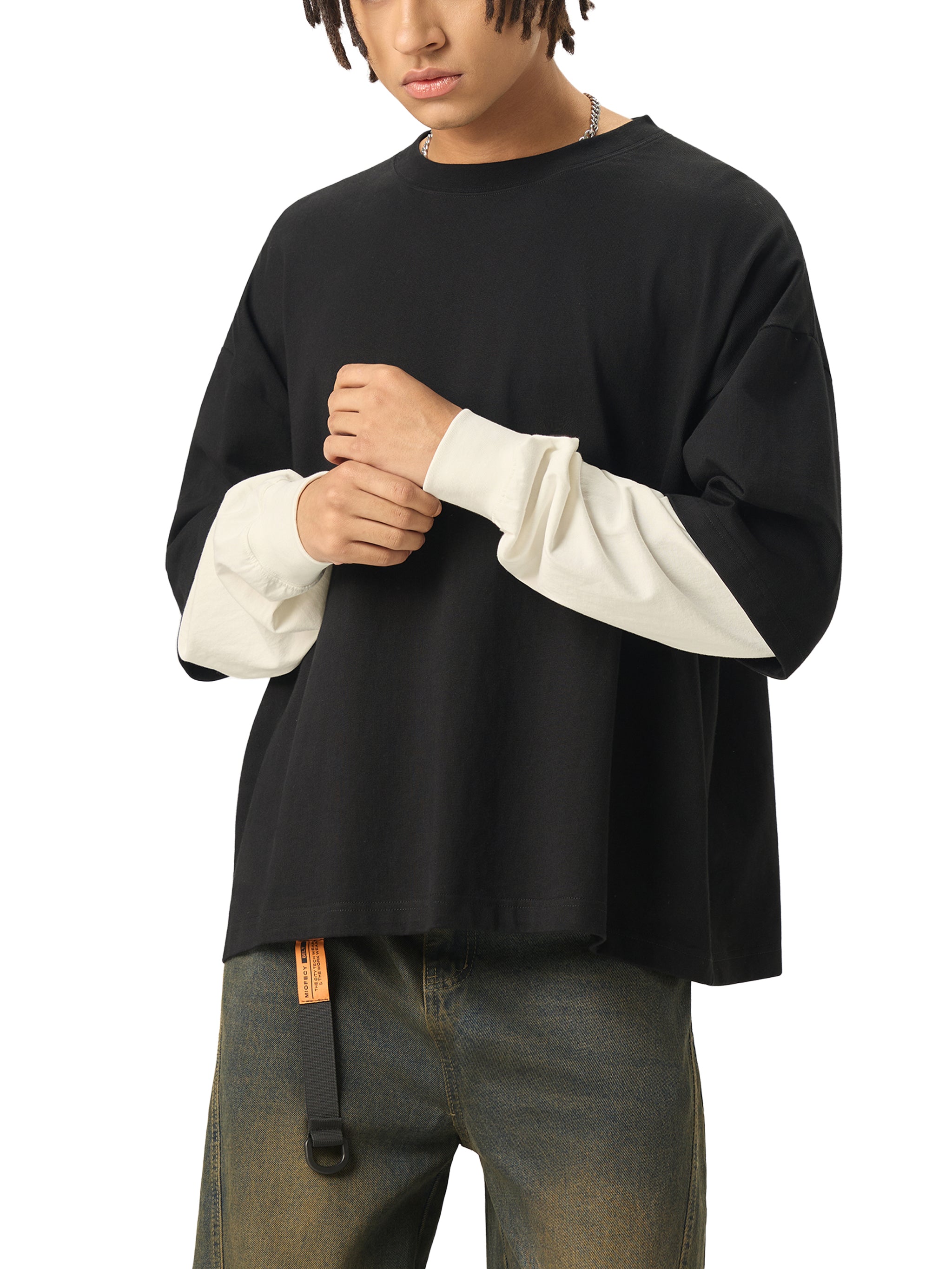 MIMS NYC Layered Contrast Sleeve T-Shirt