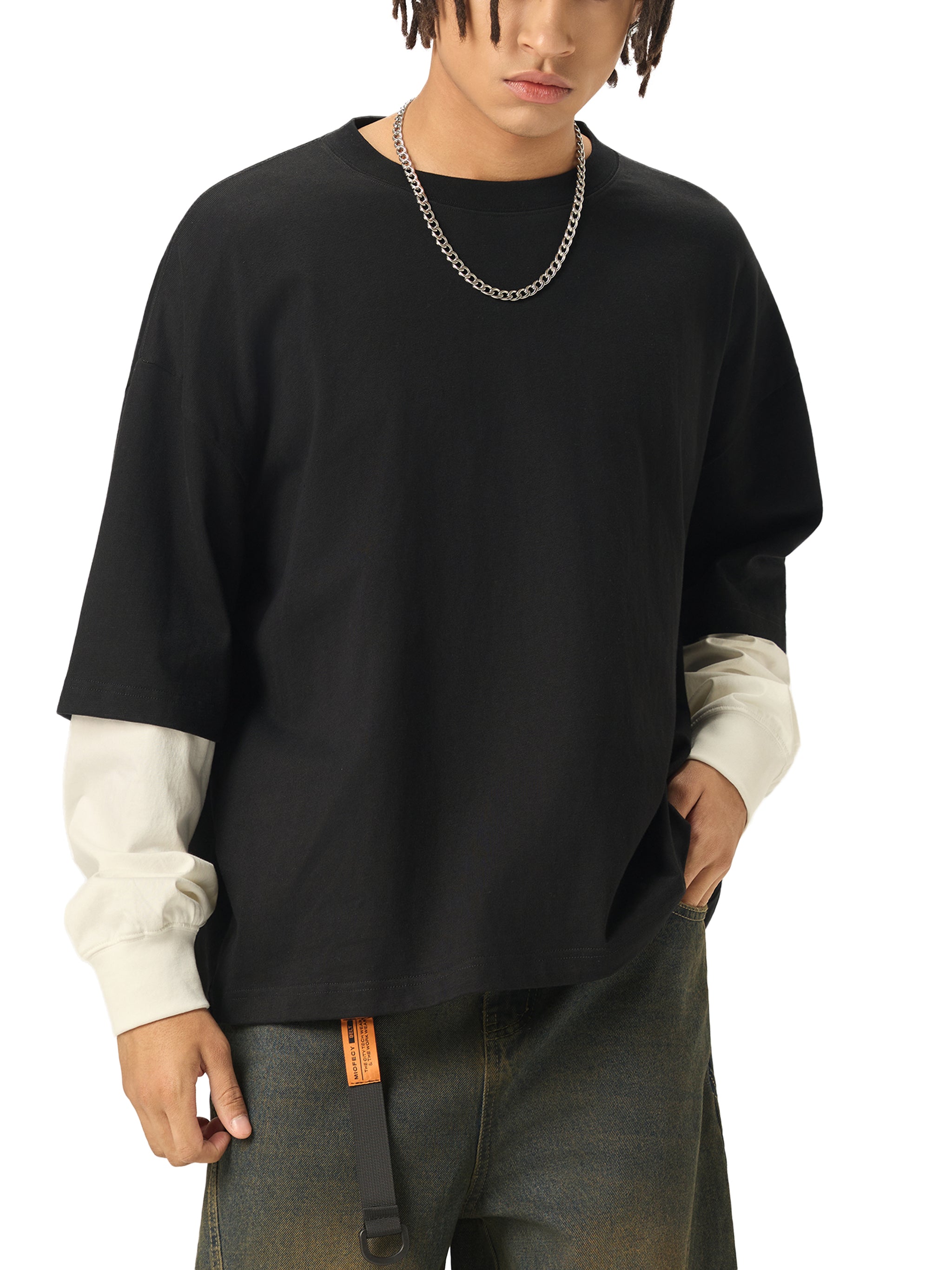 MIMS NYC Layered Contrast Sleeve T-Shirt