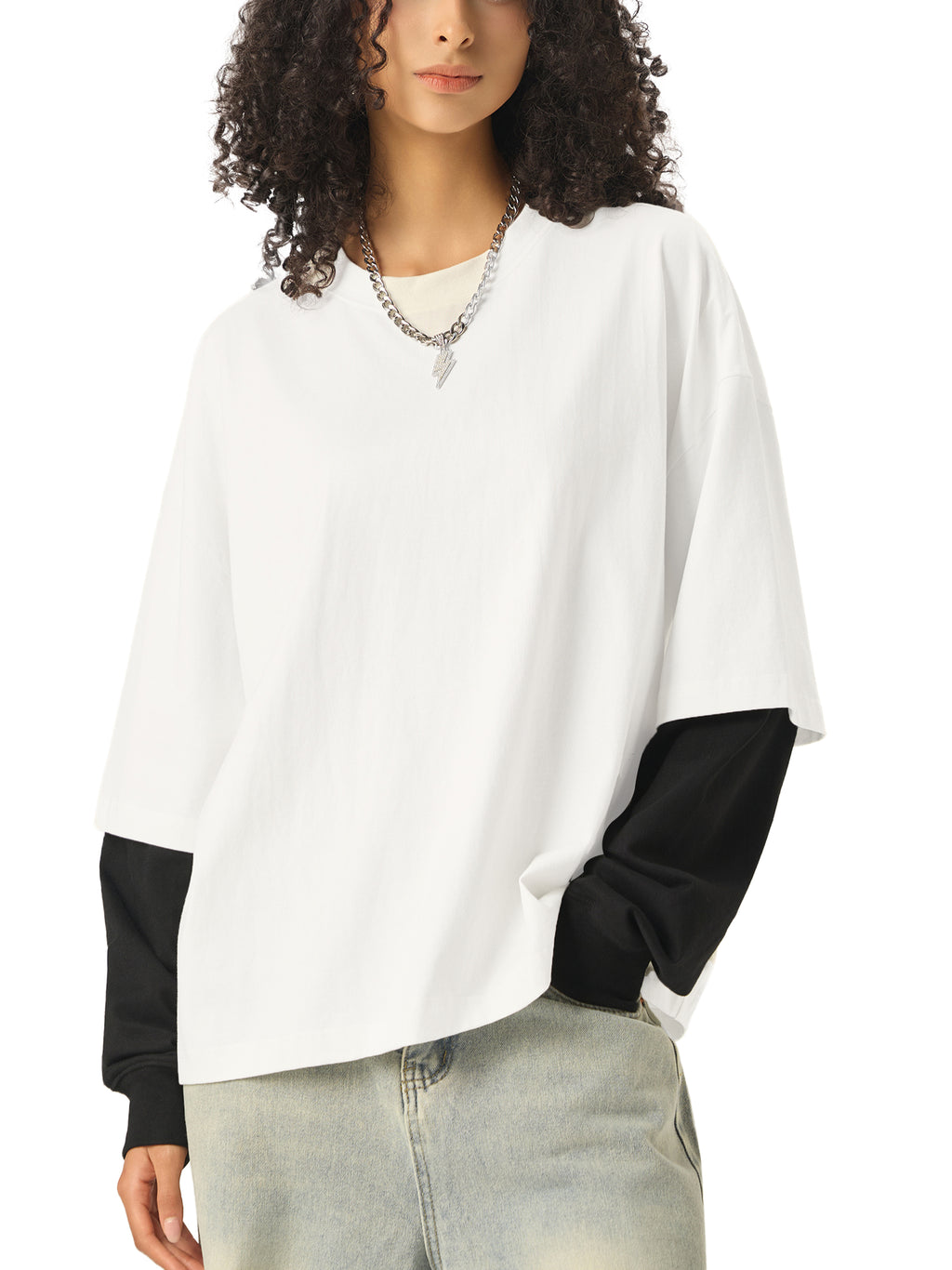 MIMS NYC Layered Contrast Sleeve T-Shirt