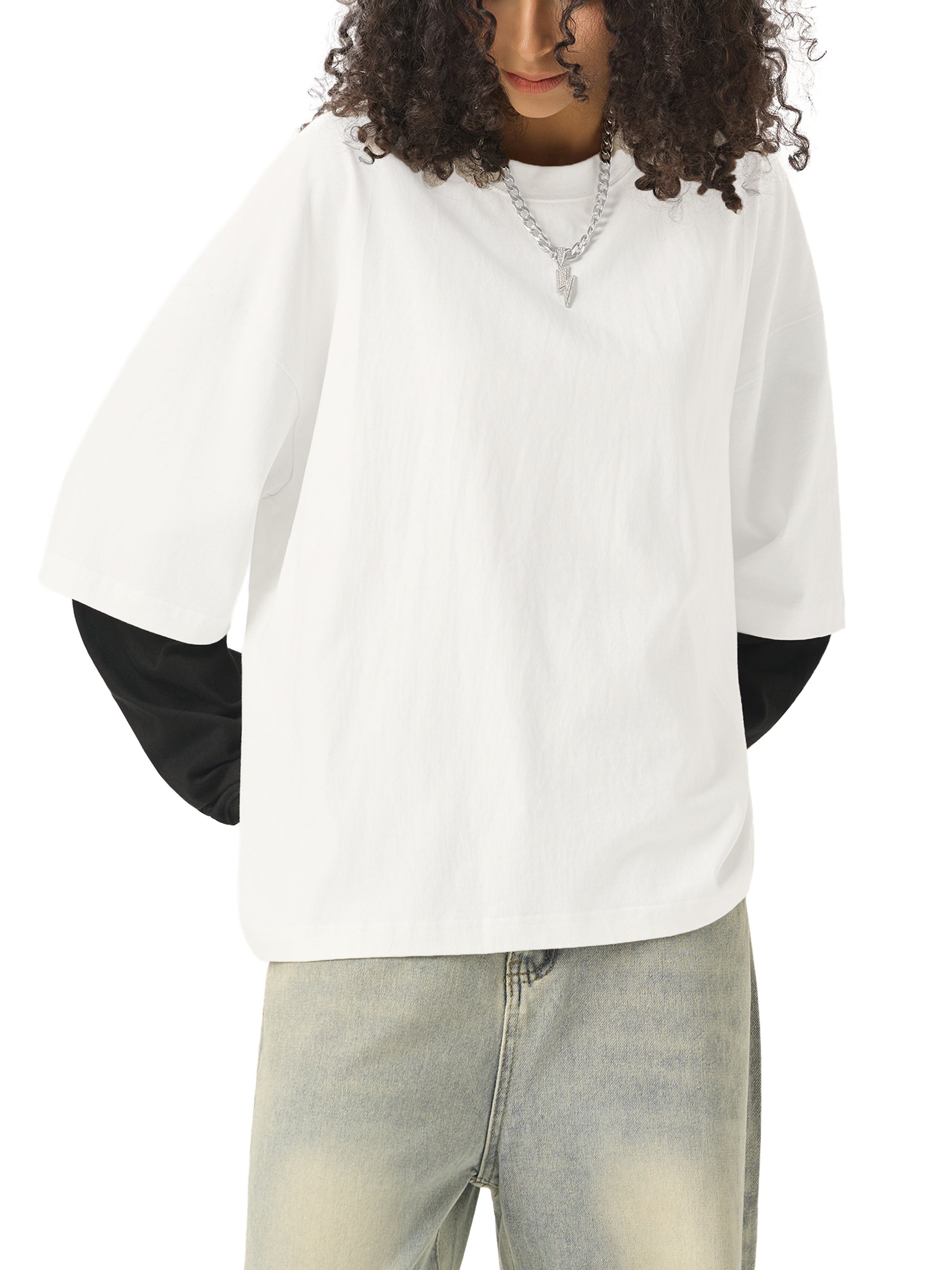MIMS NYC Layered Contrast Sleeve T-Shirt