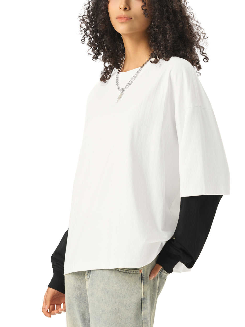 MIMS NYC Layered Contrast Sleeve T-Shirt