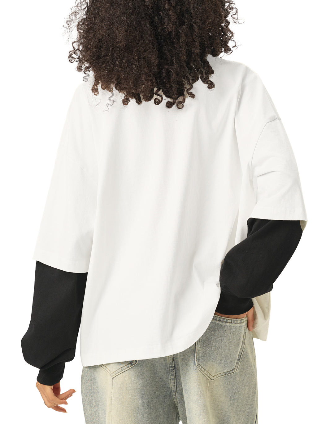 MIMS NYC Layered Contrast Sleeve T-Shirt
