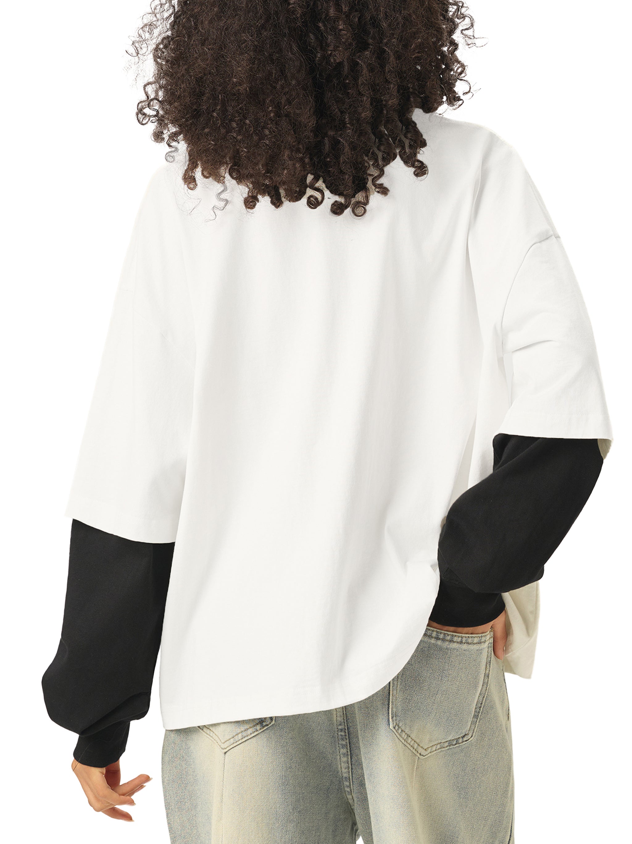 MIMS NYC Layered Contrast Sleeve T-Shirt